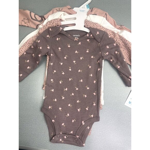 CARTER'S BABY GIRL 4-PACK HORSE & FLOWERS 100% COTTON BODYSUITS SIZE 6 MONTHS - Picture 2 of 9